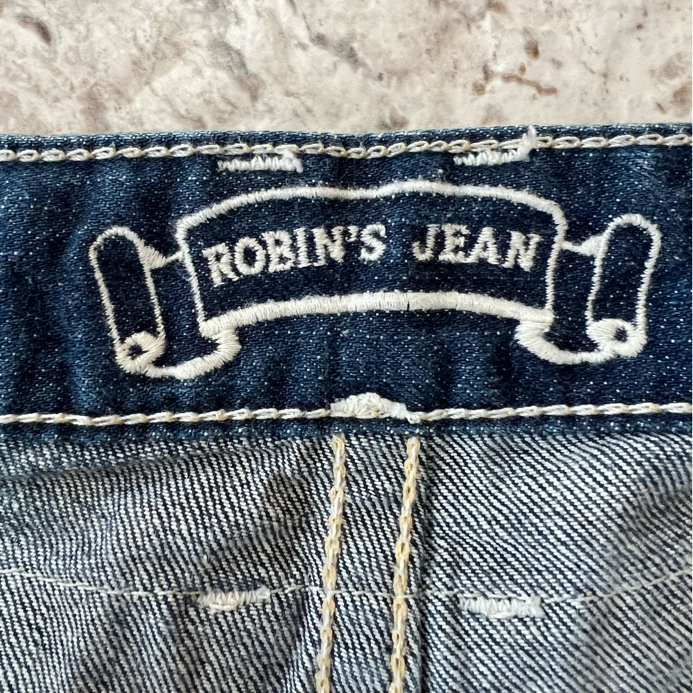 Robin’s Leather Flap Wing Embroidered Distressed Denim Jean, Med Blue Wash, 34 - Picture 8 of 12